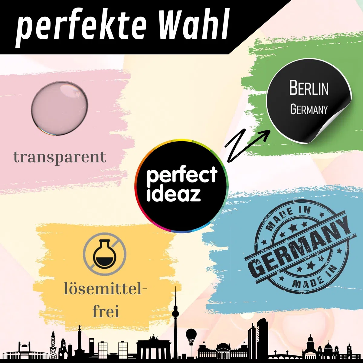 perfect ideaz – Bastelkleber 1.000 g (1 kg) – transparent & lösungsmittelfrei – starker PVA Flüssigkleber für Papier, Pappe, Stoff, Filz – auswaschbar, auf Wasserbasis, Made in Germany
