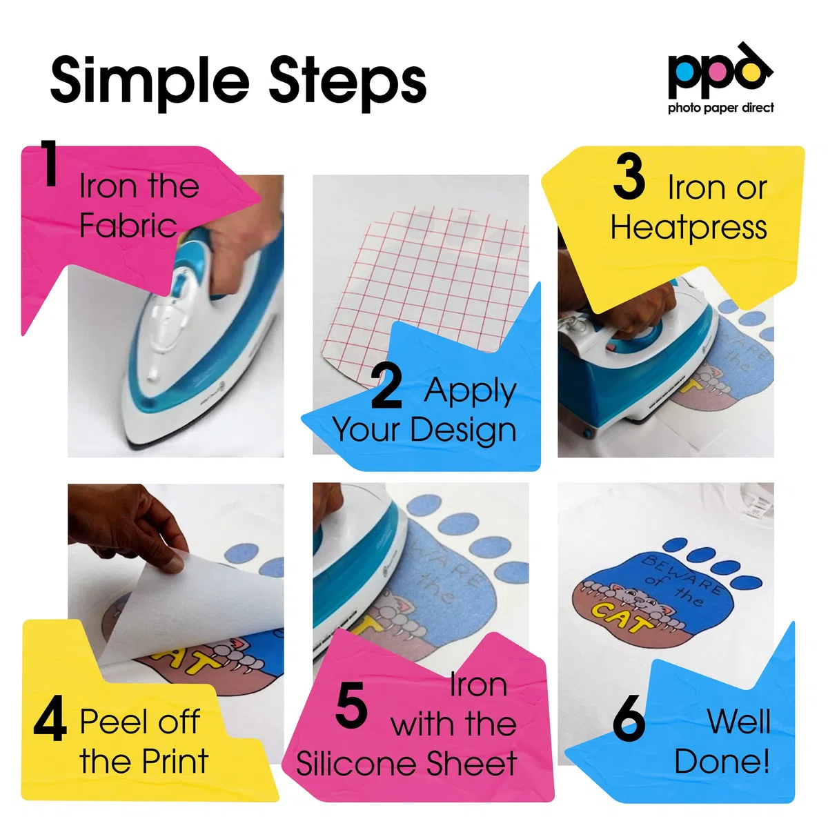 PPD 10 x A3 Inkjet Premium Transferpapier für helles Textil, Bügeleisen und Transferpresse PPD-7-10