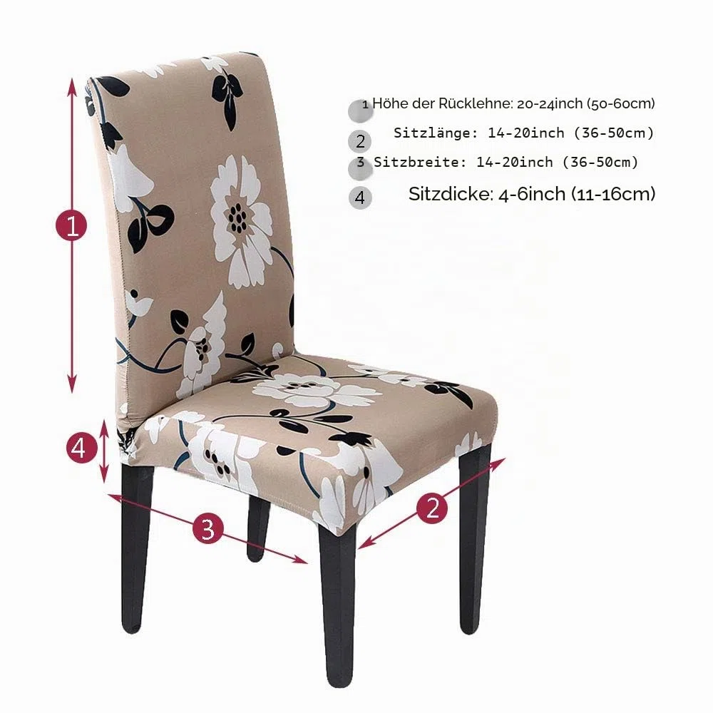 HZDHCLH Stuhlhussen 6er Set Stuhlbezüge Stretch abnehmbar, waschbar, Esszimmerstuhl-Schutzsitz für Hotel Restaurant Küche Hochzeitsfeier（Off-White/Linienmuster/6 Stück