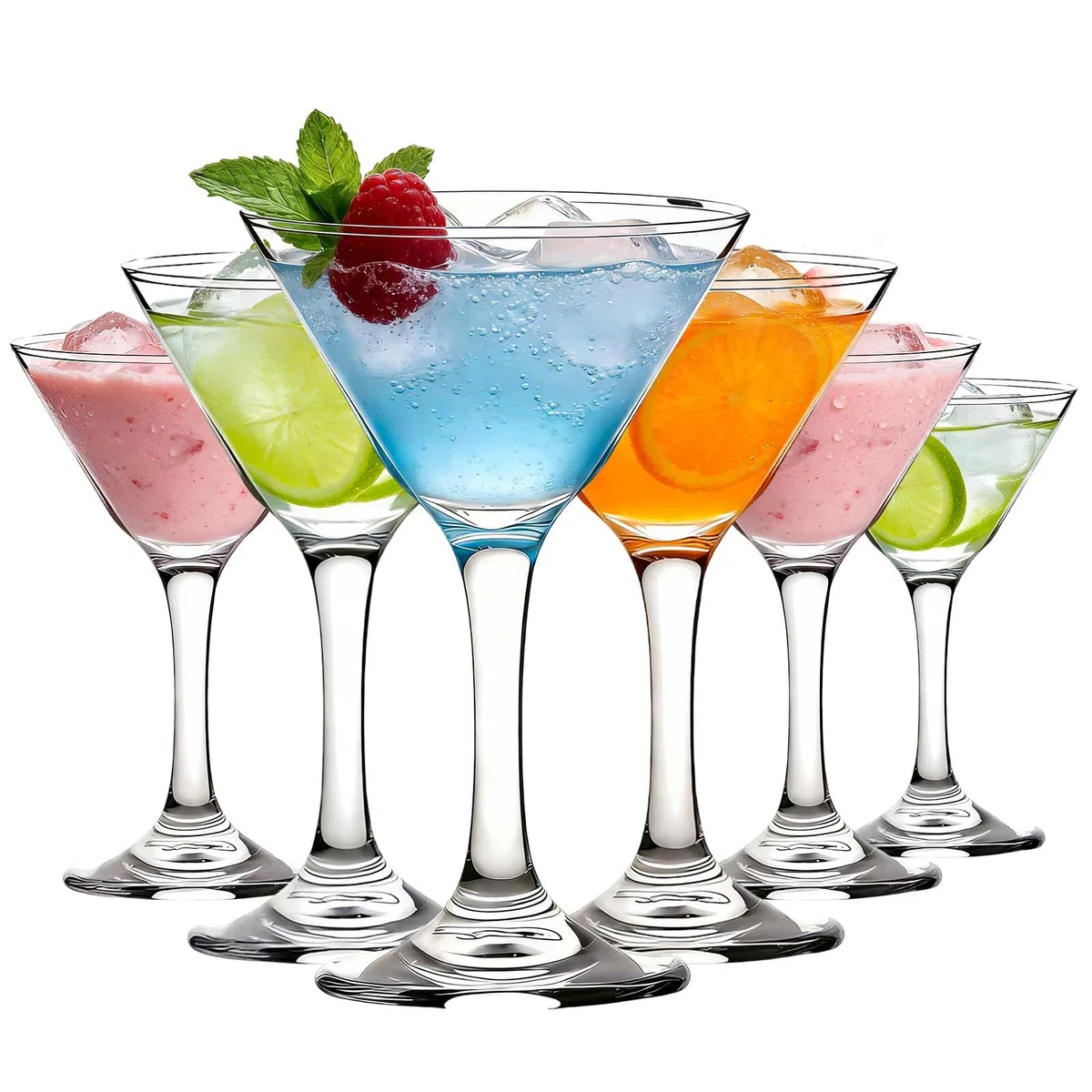 Klassisches Martini Glas Set von 6,110ml Cocktail Gläser Hochwertiger Bleifreier Kristall für Martini Cocktails Mischte Getränke