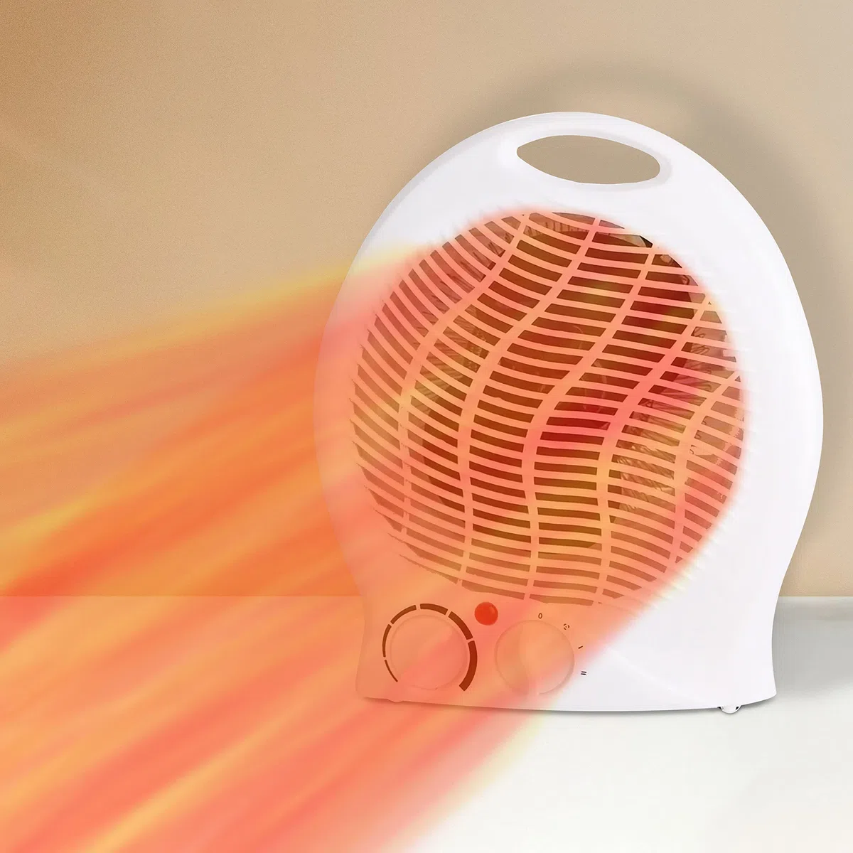 Heizlüfter mit 3 Heizstufen | kompaktes Heizgebläse | starkes Gebläse 2000W | mit Überhitzungsschutz und Kippschutz (Heizlüfter weiß 1000/2000 Watt)