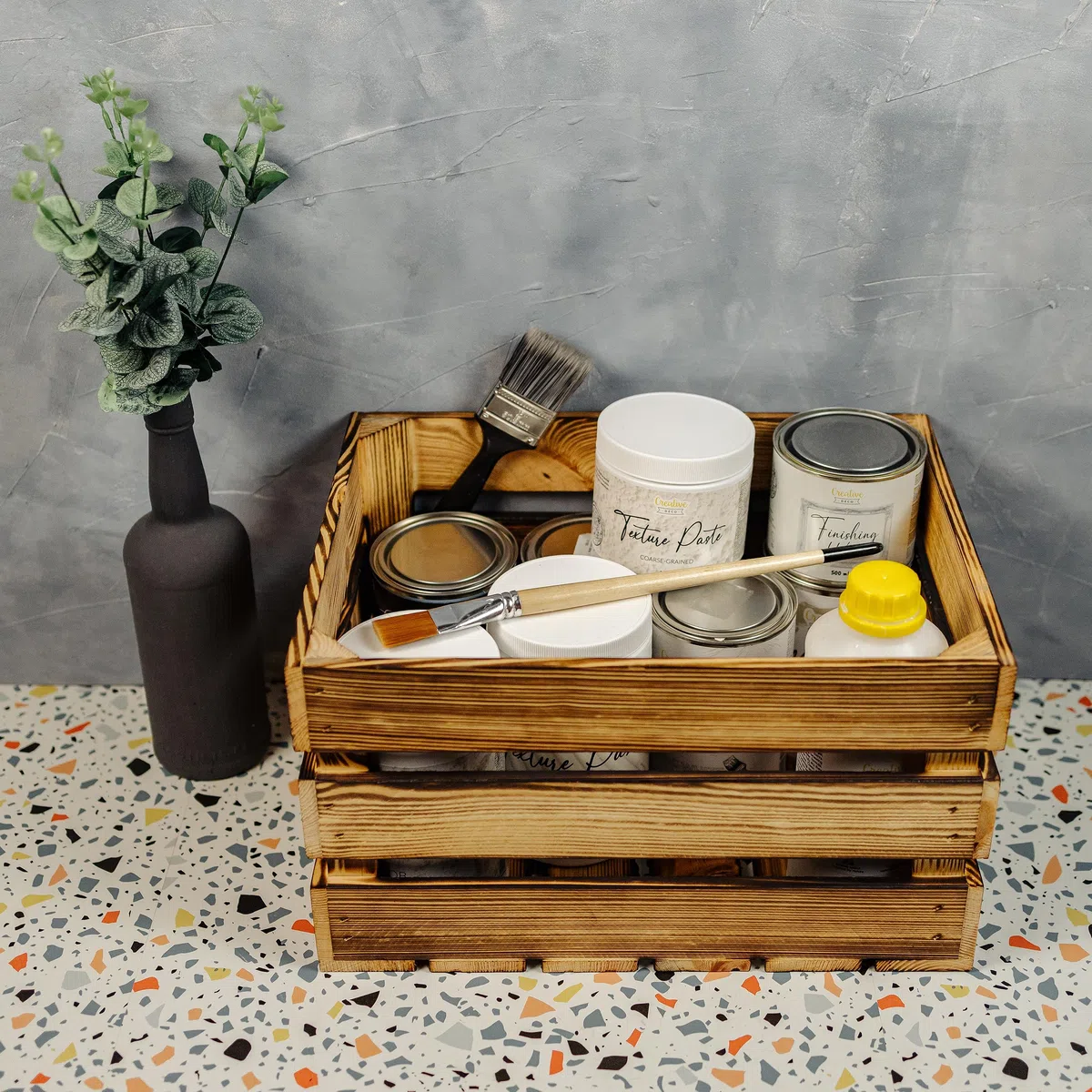 Creative Deco Holzkiste Vintage | 40 x 30 x 23 cm | Kiste Holz Geflammt | Obstkiste Deko Weinkisten Apfelkiste | Perfekt als Holzbox Geschenkbox Spielzeugkiste Aufbewahrungskiste Osterdeko