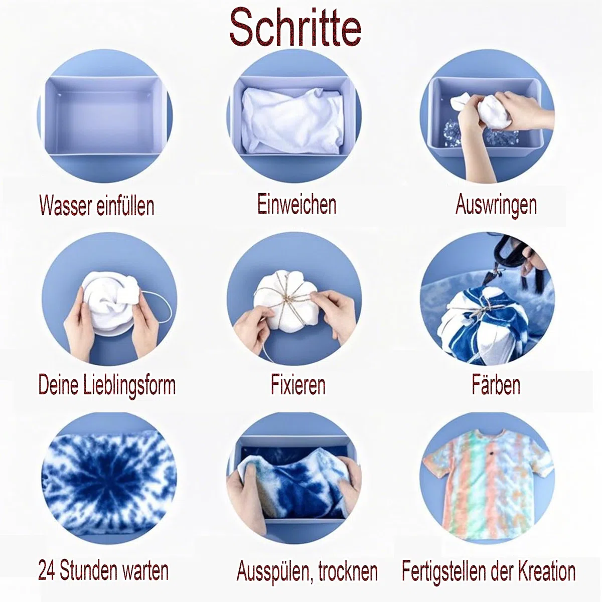 Stoffmalfarbe Batikfarben Set,Stoffmalfarben Waschfest 7 Farben Textil Farbpulver, Waschfes Stoff Batik Set DIY Creative Art Fabric Paint Für T-Shirts, Stofftaschenund Anderetextilien(70g)