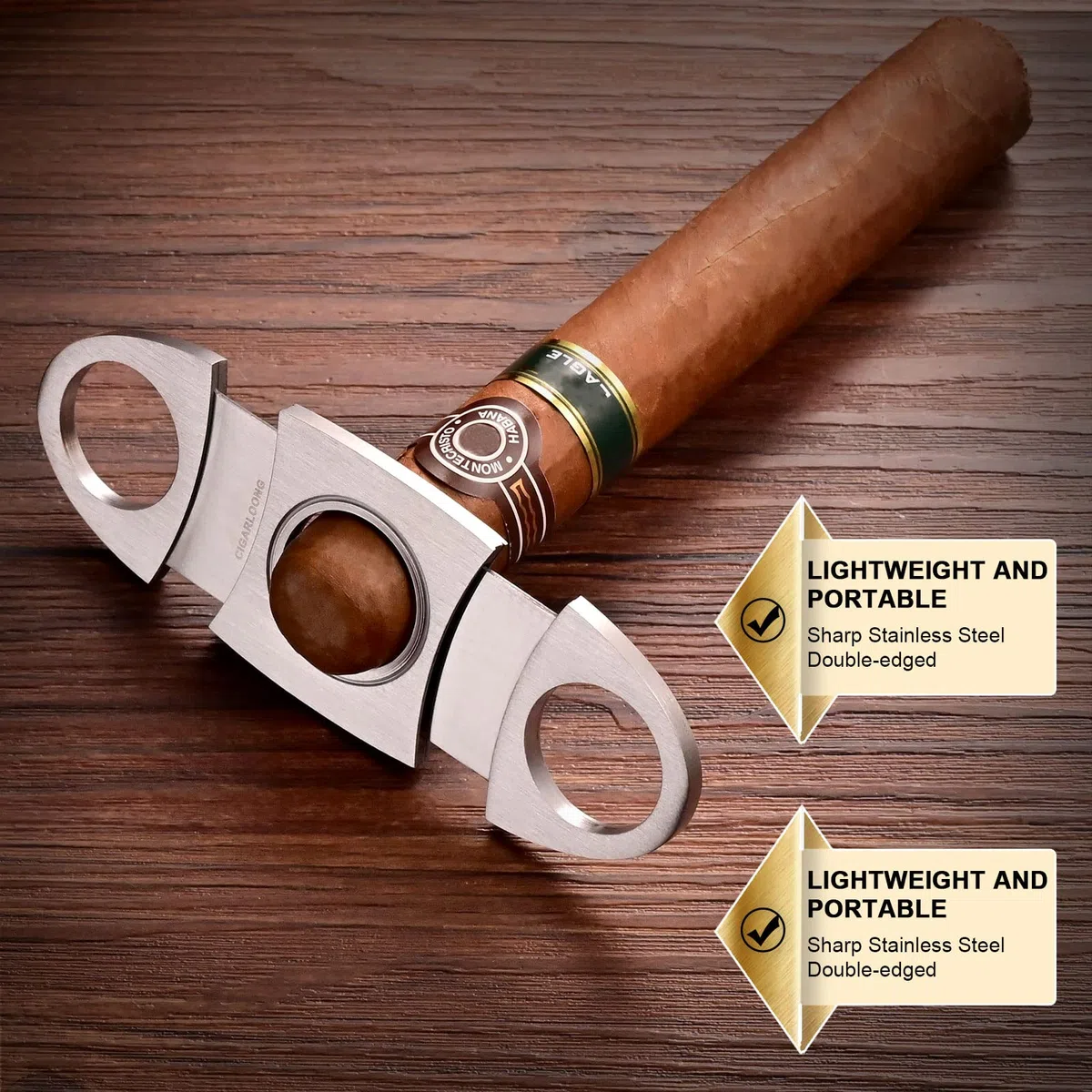 CIGARLOONG Zigarrenetui, Leder, Reise-Humidor für 3 Röhren, mit Zigarrenschneider