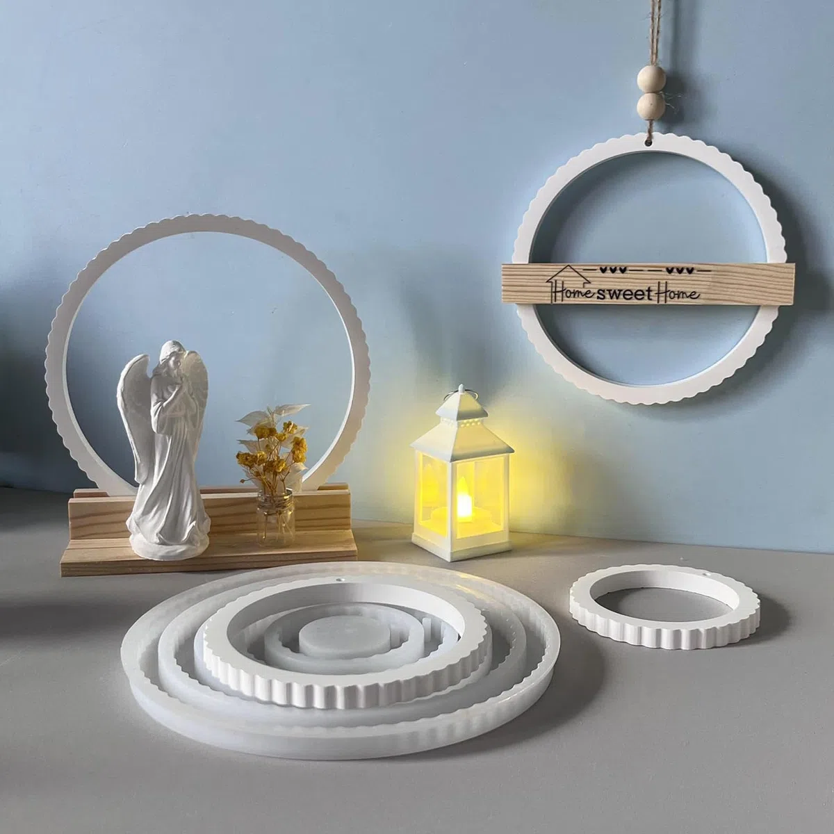 Silikonformen Gießformen Anhänger, 5 Stück Rund Silikonform Anhänger Rund Gipsform zum Gießen Gießformen Silikon Ring Giessform Silikon Silikonform Weihnachten für DIY