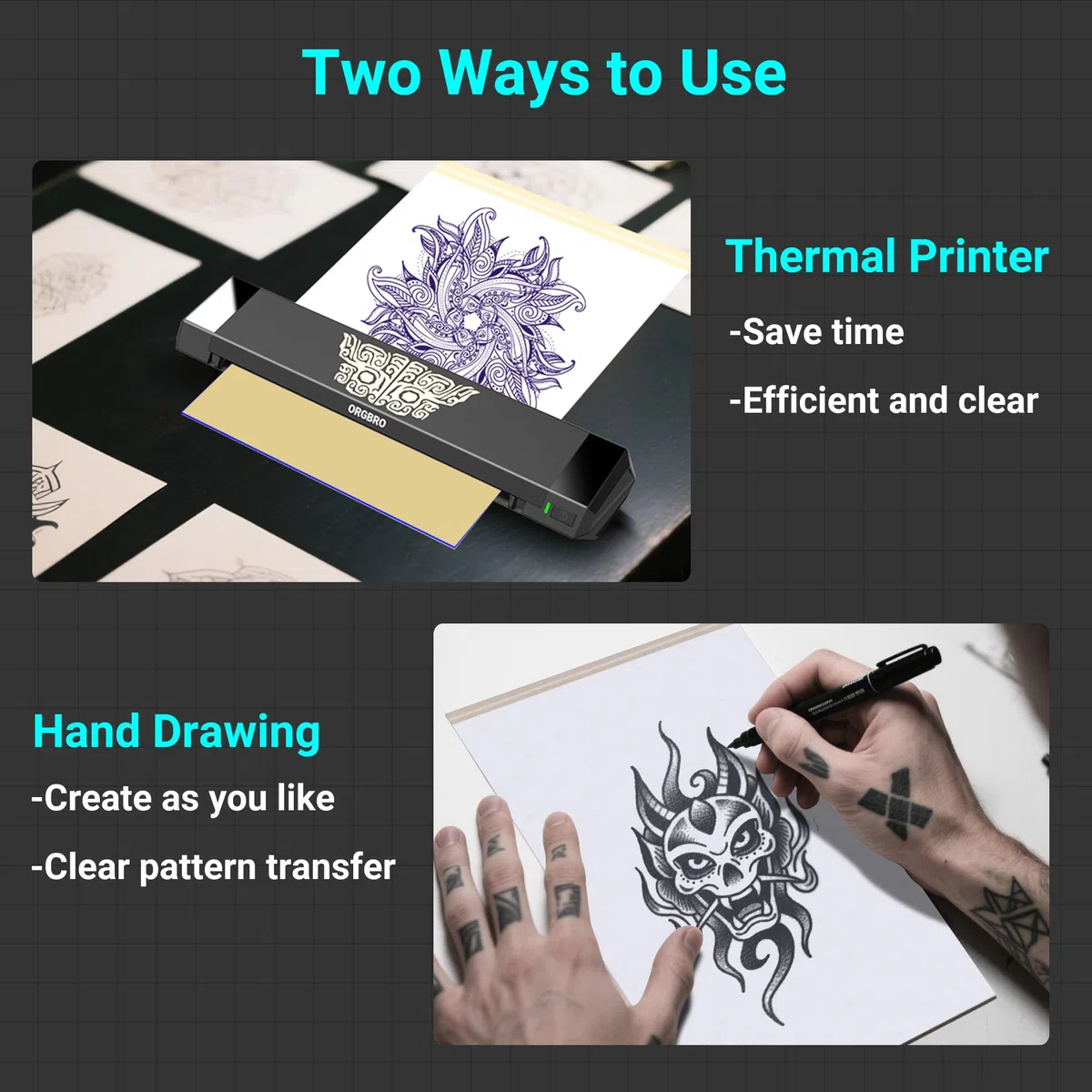 ORGBRO X8 Tattoo Transferpapier 50 Blatt, 4-lagiges Tattoo Papier Zum Bedrucken für Tätowierungen, Stencil Druckerpapier, A4-Format 210 mm x 297 mm