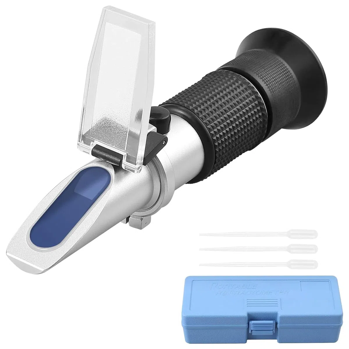 Proster Hand Held Refractometer Handrefraktometer, Aluminium, Schwarz – 0–80% Brix Zucker Refraktometer Feuchtigkeit mit ATC Zuckergehalt für Zuckeranalyse in Säften, Früchten, Saucen und Getränken