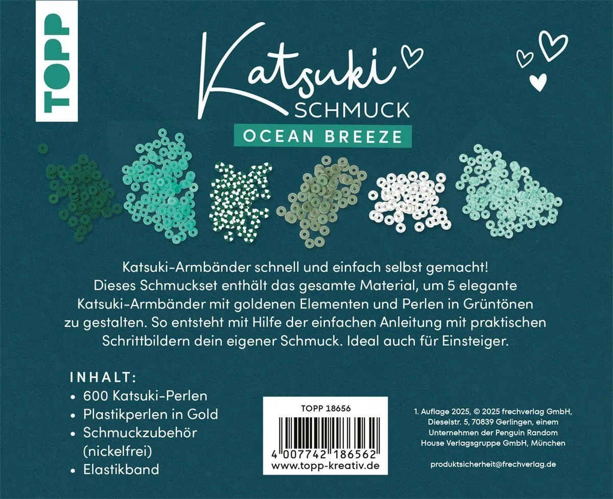 Katsuki Schmuck Ocean Breeze: Anleitung und Material für fünf Armbänder in Trendfarben mit Goldelementen (Katsuki (Schmucksets und Anleitungen))