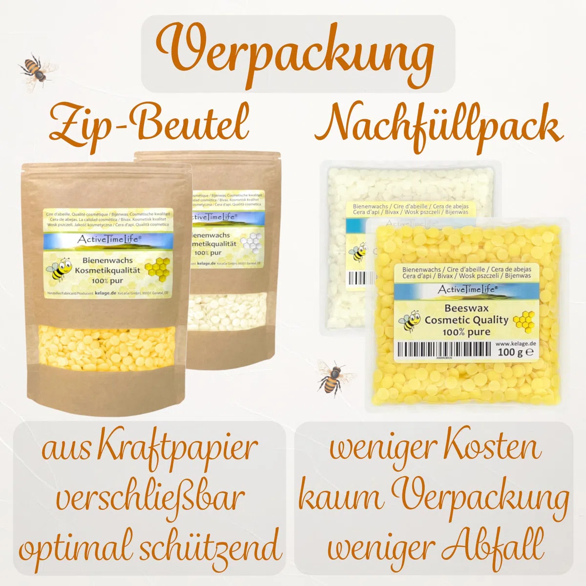 Bienenwachs Pastillen gelb | Premium | 500 g ideal für Kosmetik Kerzen Cremes Salben Seifen Wachstücher - Das Original im praktischen Zip-Beutel