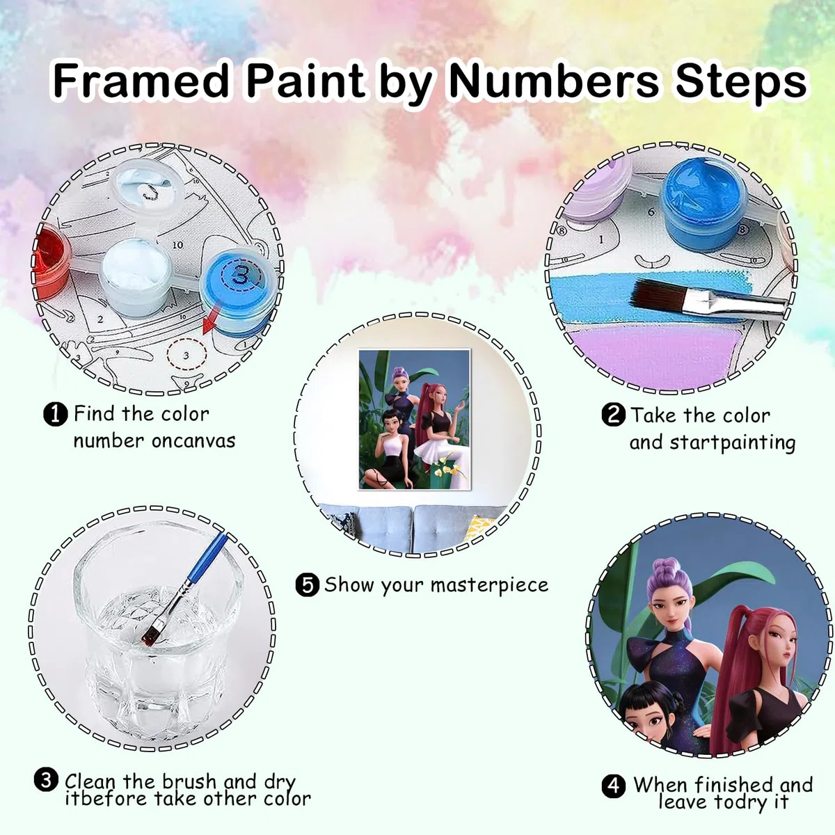 Malen nach Zahlen für Erwachsene Kinder 50x40 cm - Vollständiges DIY Gemälde Set mit 3 Pinseln & Acrylfarben in Cartoon Anime Design, Kreativset für Anfänger zum Entspannen ab 6 7 8 9 12 Jahren (Q)