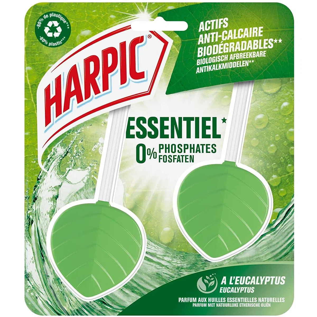 Harpic WC-Blöcke, umweltfreundlich, gegen Kalk, Eukalyptusduft, 2 Stück