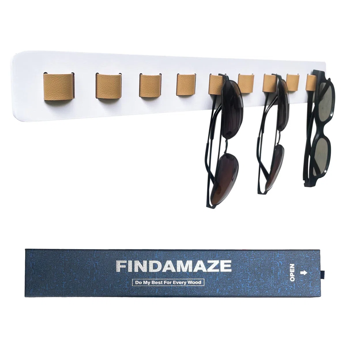 Brillenaufbewahrung mehrere Brillen, Brillenhalter Wand, Brillenständer/Sonnenbrillen Organizer Holz zum Aufhängen der Brille, Brillen-Display, Weiß
