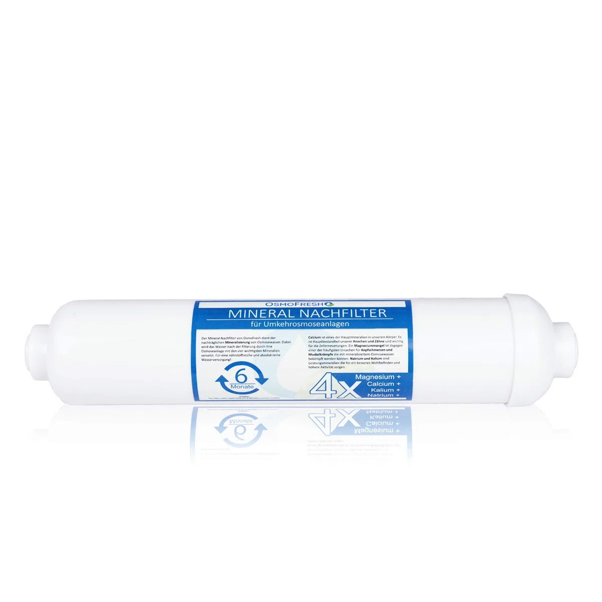 OsmoFresh Mineralnachfilter| für Nachmineralisierung von Osmosewasser| wertvolle Mineralien wie Calcium, Magnesium, Kalium, Natrium| universell passend für alle gängigen Osmoseanlagen