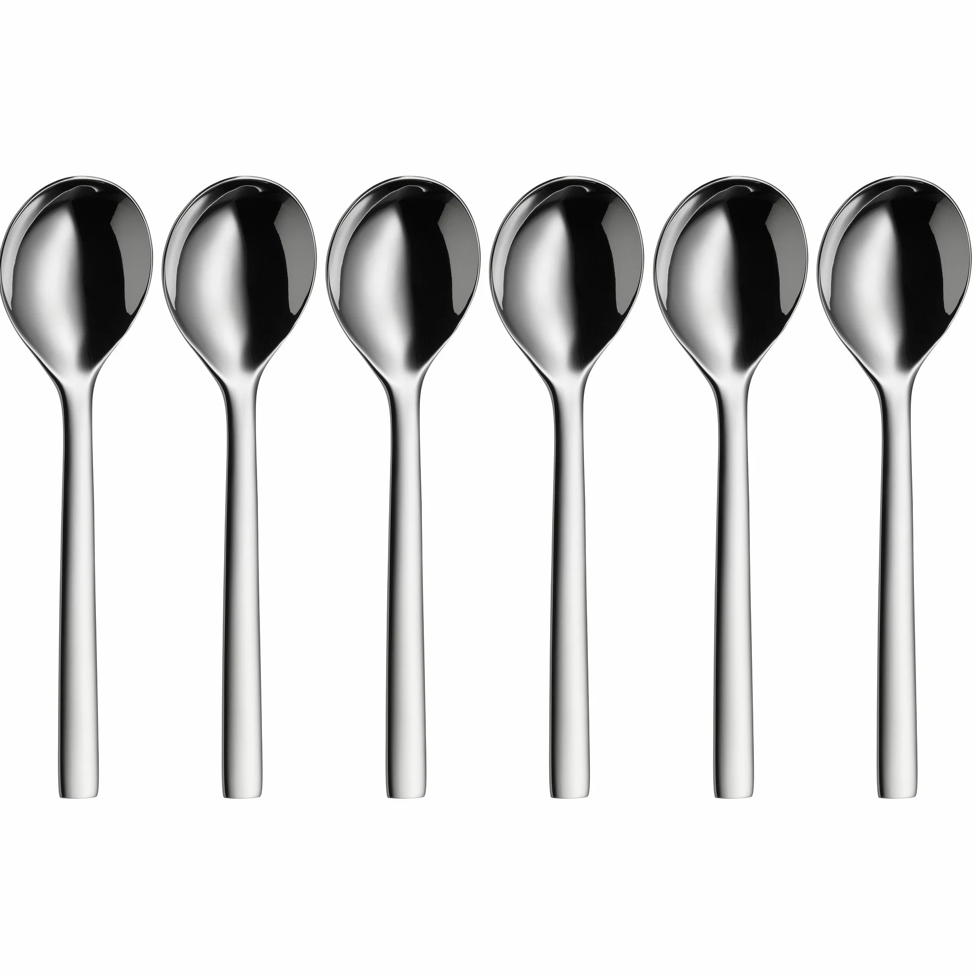 WMF Nuova Suppenlöffel Set 6-teilig, 17 cm, Müslilöffel, Kinderlöffel, Cromargan Edelstahl poliert spülmaschinengeeignet