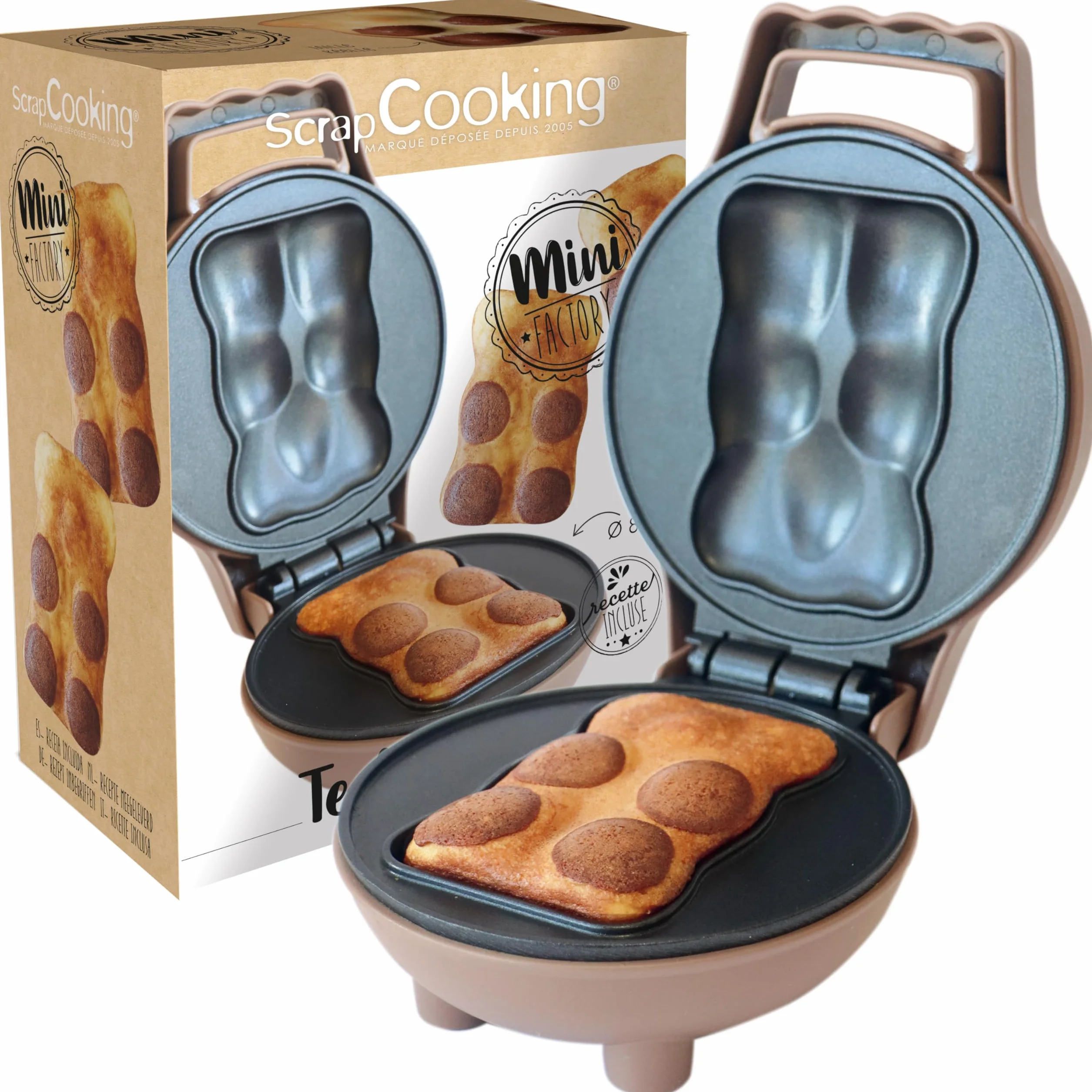 ScrapCooking – Mini-Bär Factory – Elektrisches Bärenkuchen-Gerät – Antihaft-Platte – Backgerät – Geschenkidee Küche & Backen – Inkl. Rezept – 3880