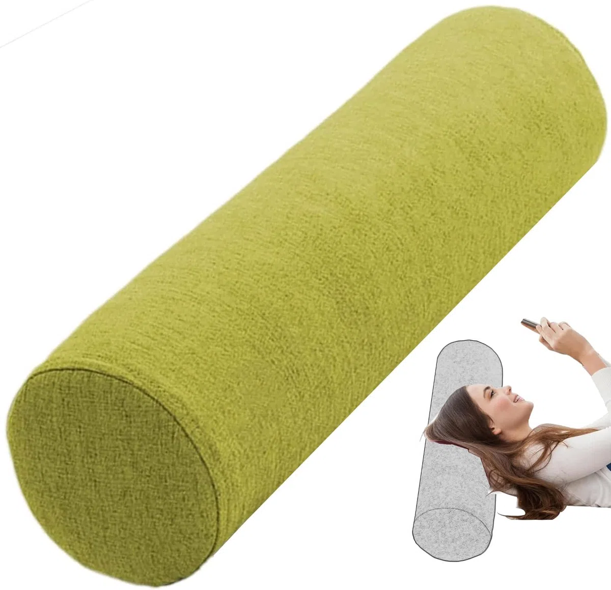 Nackenkissen 12X40/20X60cm Dekorativer Rollenkissen Weichem Multifunktional Rohrkissen mit Reißverschluss Abnehmbar Waschbar für Kopf, Nacken, Rückenstütze(A8,12x60cm/4.7x23in)