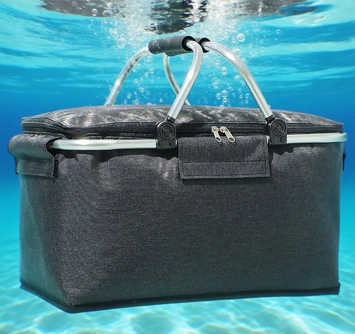 Einkaufskorb Faltbar 18L, Einkaufskorb mit Kühlfunktion, Kühlbox Tragbare mit Gepolsterten Griffen,Thermo als Picknickkorb,Tragekorb,für Einkaufen,Picknick,Reisen(Schwarz)