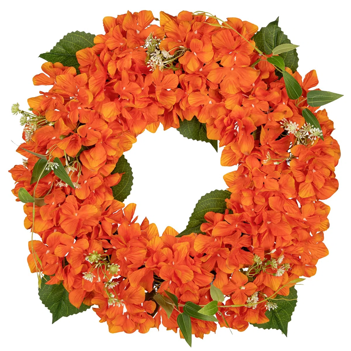 40cm Künstliche Hortensie Kranz Faux Blume Kranz, Faux Orange Hortensie Dekorativen Kranz für Haustür, Mantel, Wand, Bauernhof Dekor
