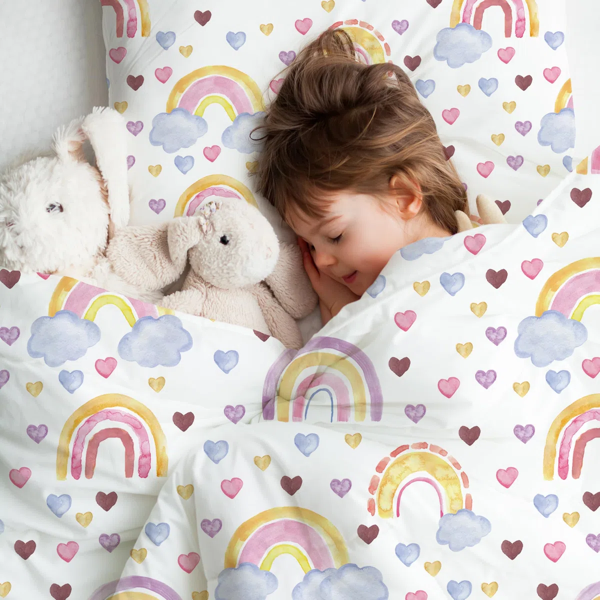 Regenbogen Bettwäsche 100x135 für Mädchen Kinder, Weich Mikrofaser Bettbezug Atmungsaktiv Kinderbettwäsche 100x135 mit Reißverschluss+40x60 Kissenbezüge