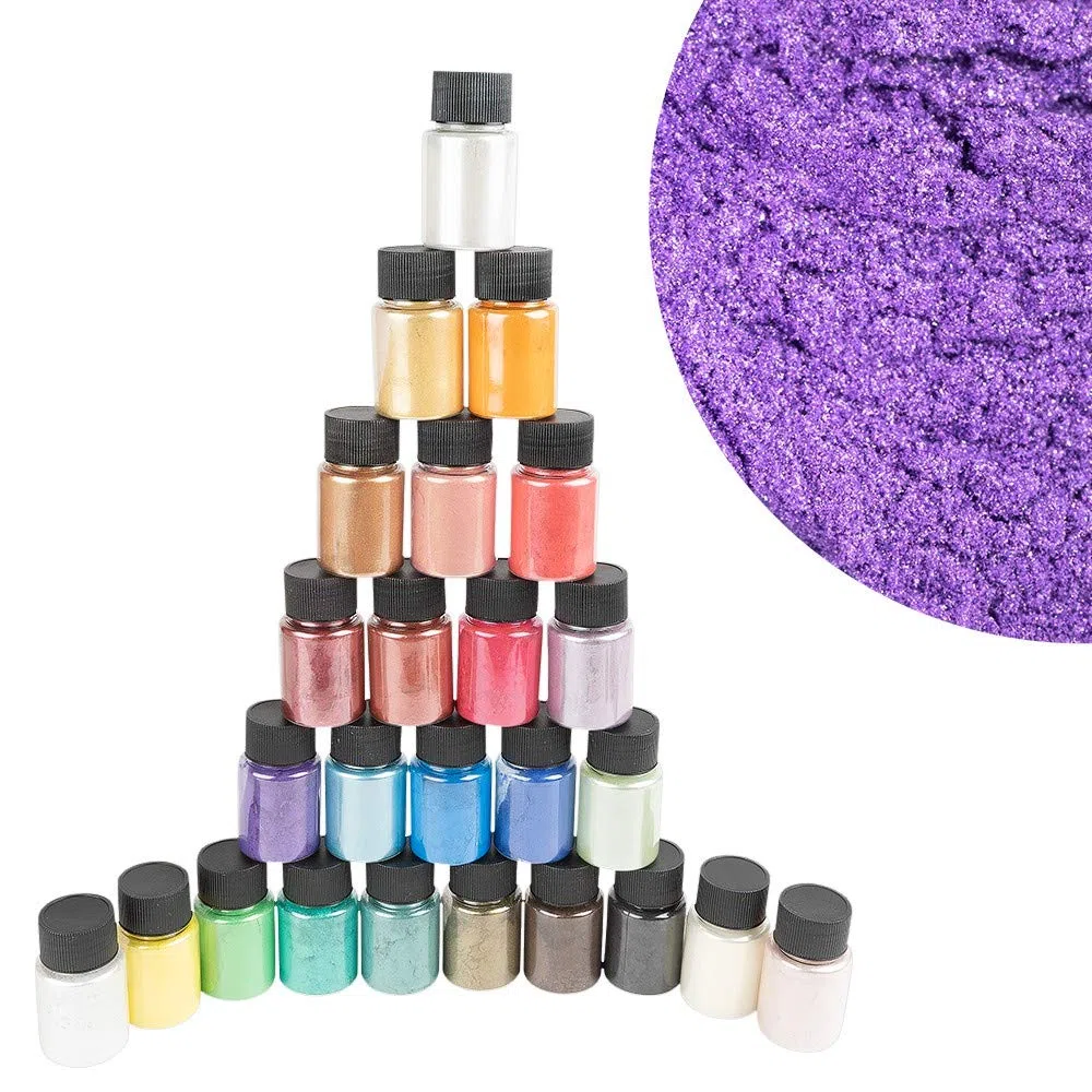 Ideen mit Herz Mica-Pulver | Pigmente mit Perlmutt-Effekt | Resin Farbe | 25 Stück | je 10 g | ideal zum Mischen mit Epoxidharz, als Seifenfarbe, Kerzen selber machen
