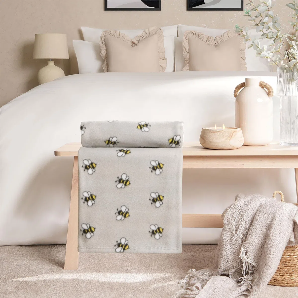 DREAMSCENE Fleece Sofa Decke - Picknickdecke, superweichfür Kindersofa, Bett, Garten, Baby Überwurf, Grau Wohn- & Kuscheldecken – 120 x 150 cm