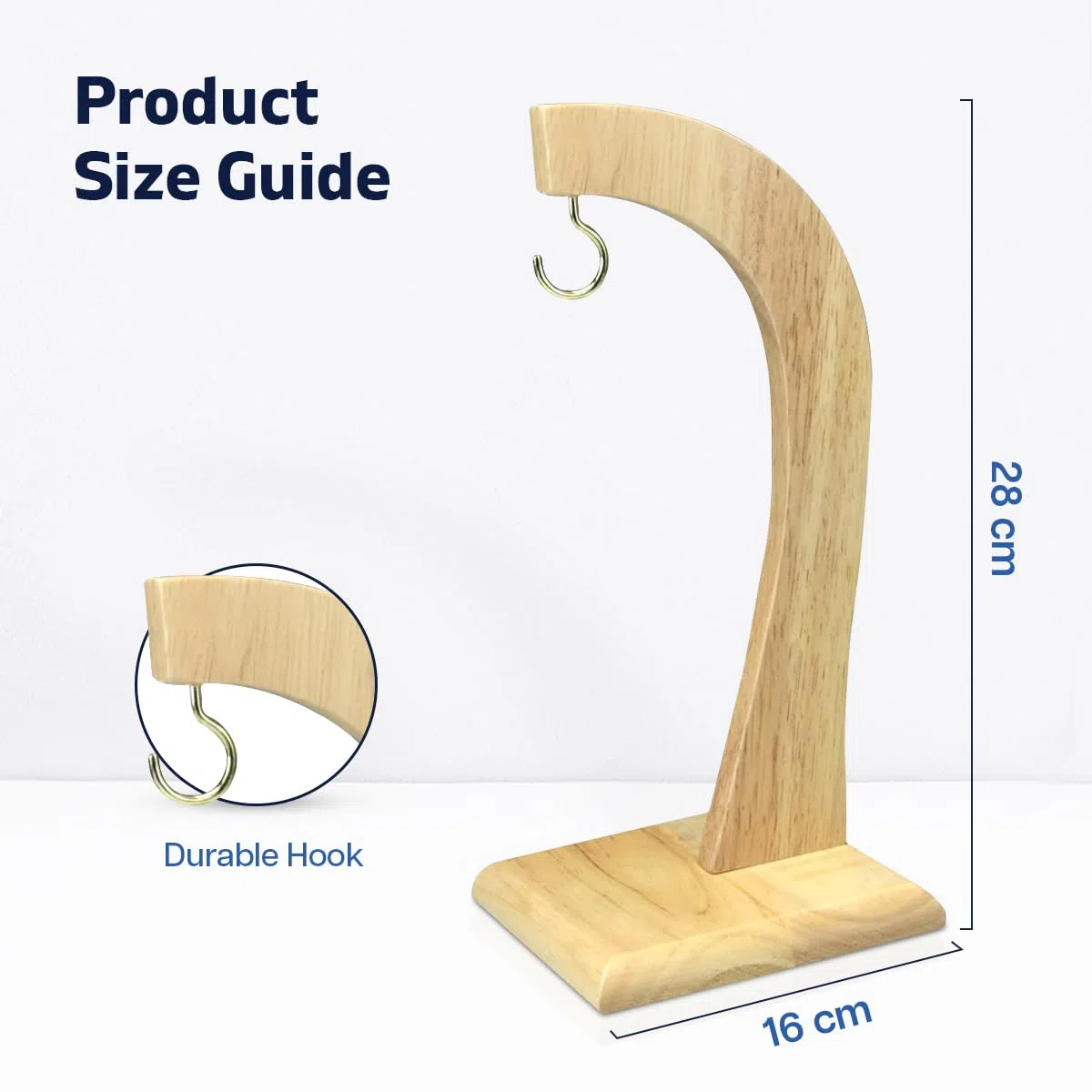 Besto Bananenhalter Ständer | Bananenaufhänger mit Gummi-Holzständer | Obstständer für Küchentheke | Bananenbaumständer mit Metallhaken | Bananenständer um Bananen frisch zu halten