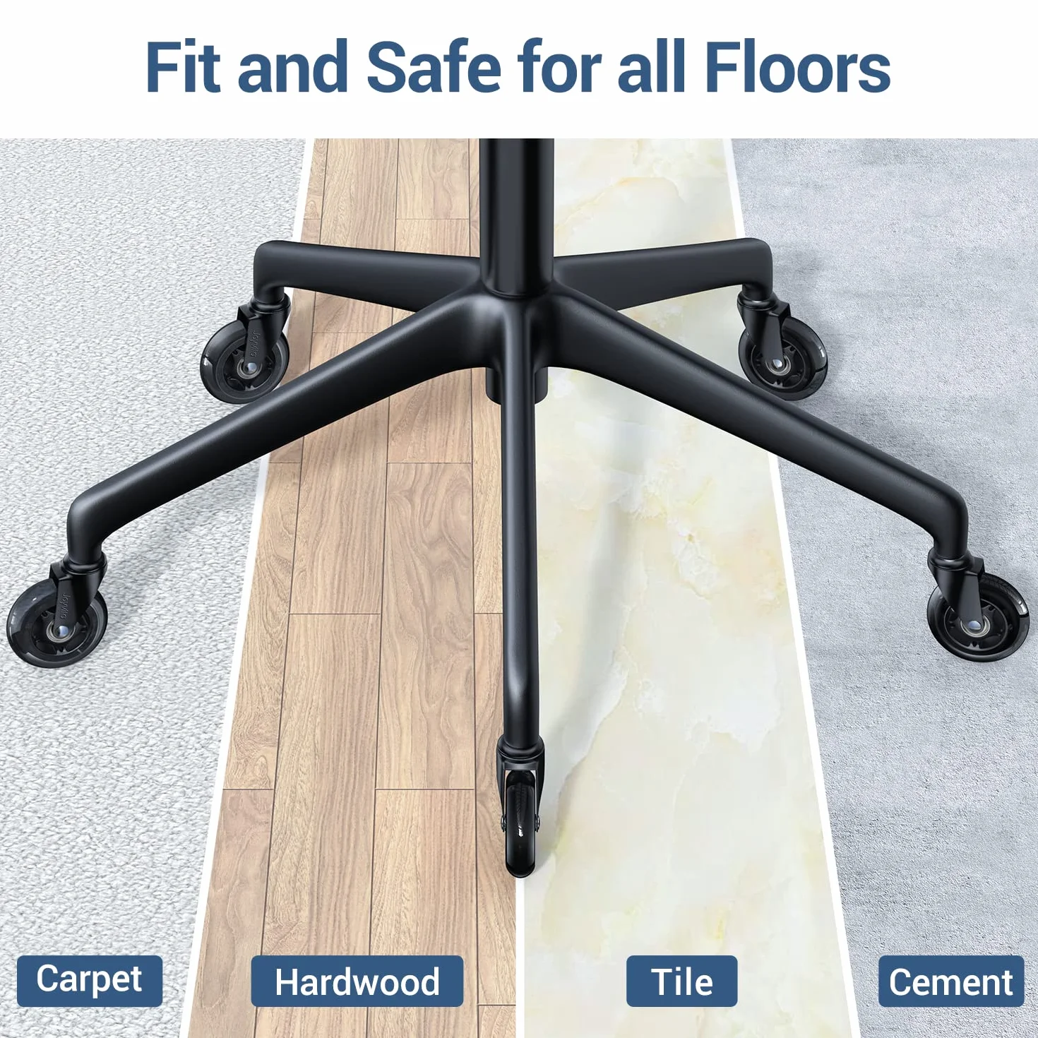 Rollen für Bürostuhl 10mm x 22 mm, 5er Set Bürostuhlrollen für Hartböden, Parkett, Teppich, Laminat und Fliesen - Nur Kompatibel mit IKEA Bürostühle