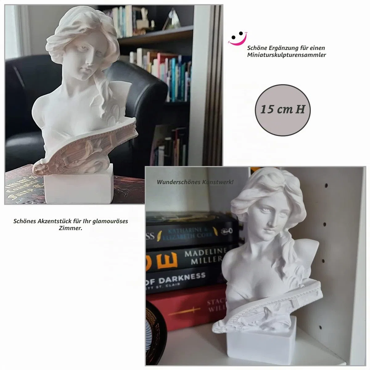 Resin Bust Statue Figur,6" 15cm Griechische Mythologie Göttin Artemis Bust Sculpture Figur für Home Ornament Office Bookshelf Decor Sketch Practice DIY Art Gift-Artemis
