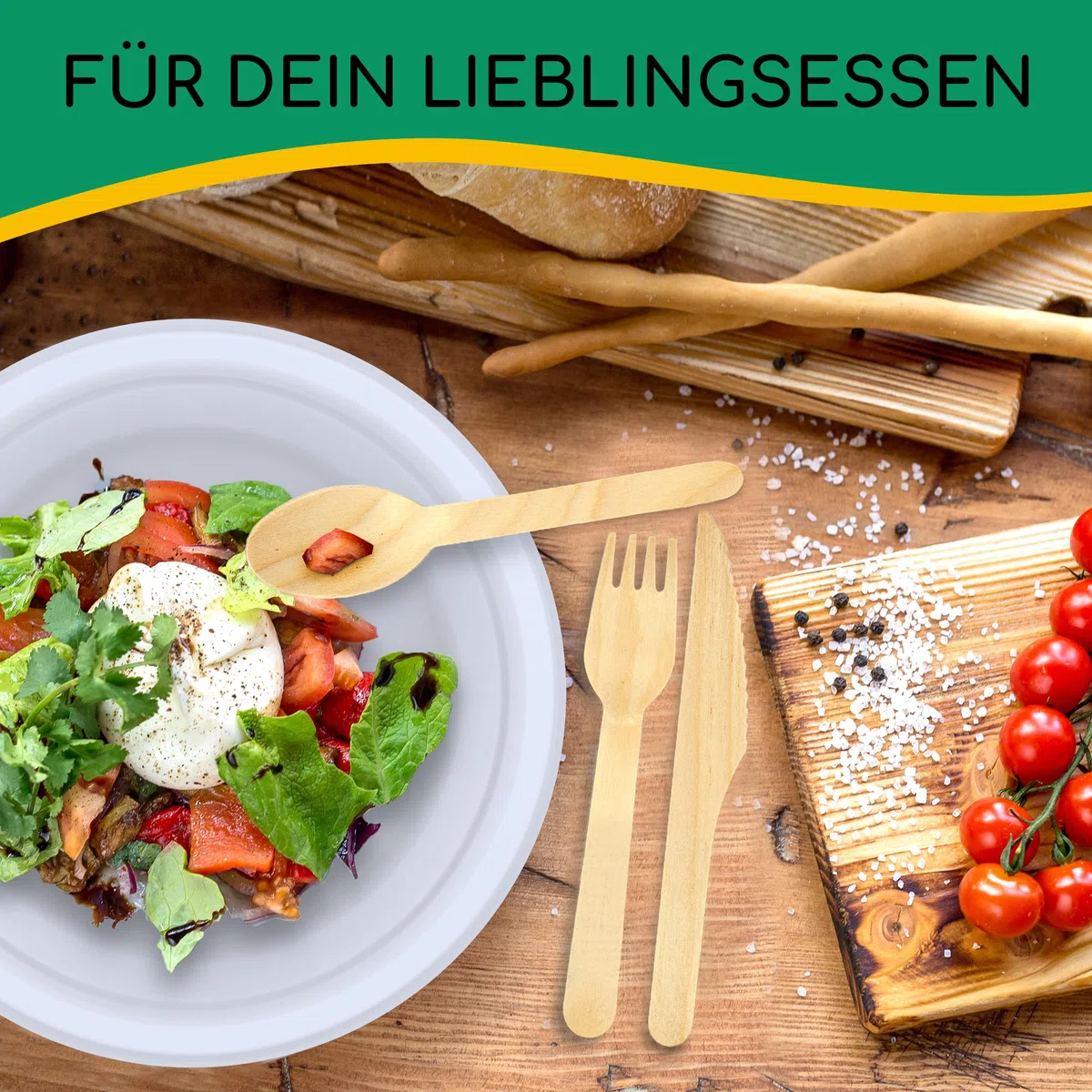 Einwegbesteck Set - 200 Holzgabeln und Holzmesser - Nachhaltiges Einweggeschirr Set aus Holz