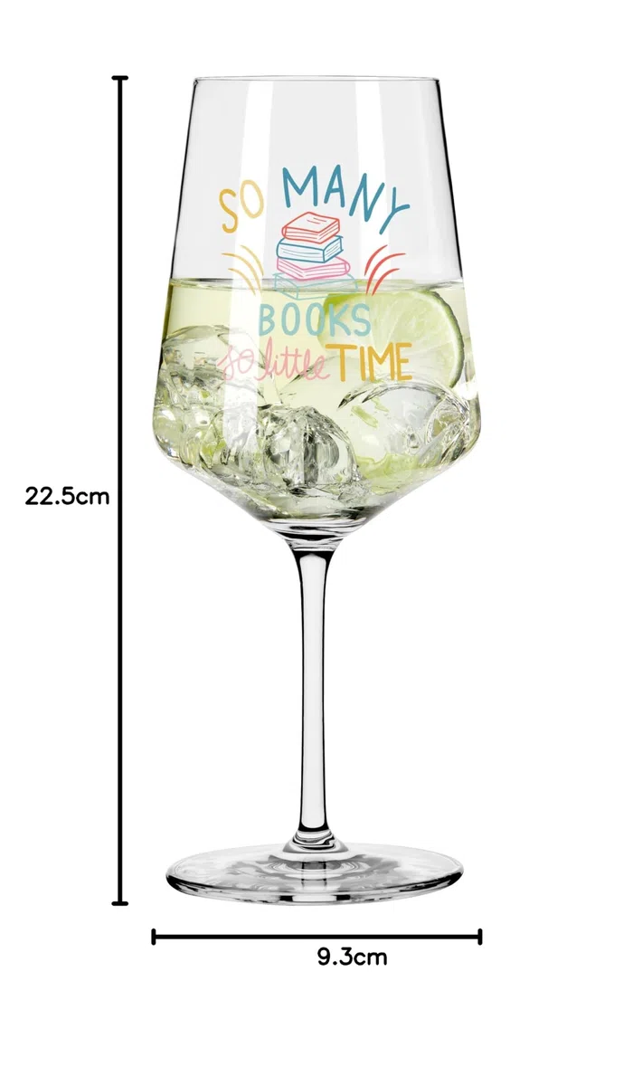 RITZENHOFF 8271001 Cocktailglas 500 ml - Serie Bücher - mit Spruch So many books, so little time, bunt - Made in Germany