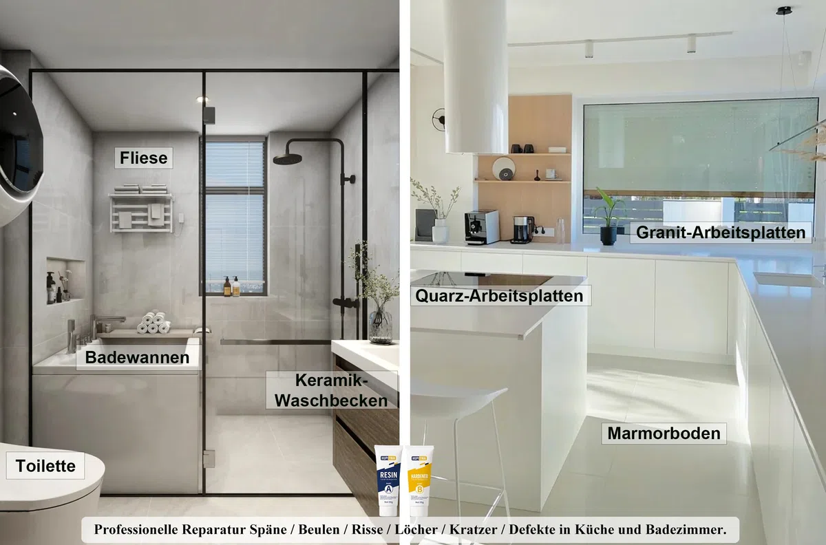 Fliesenreparaturset Weiß, Badewannen Reparaturset Acryl, Wasserdichtes Emaille Reparatur Set für Kratzer Löcher Risse Waschbecken Reparaturset Keramik Reparatur Set-Bietet Mehr Farboptionen