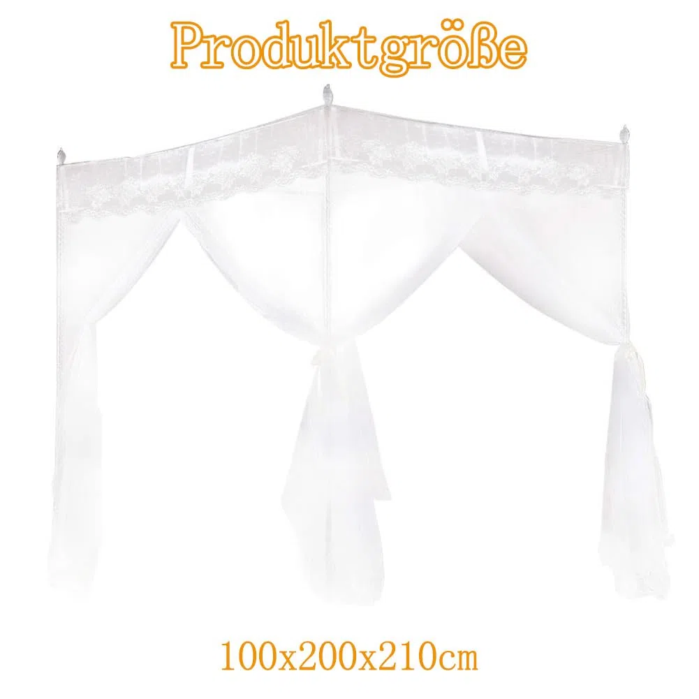 Moskitonetz Einzelbett, Quadratische Moskitonetze Großes Mückennetz für Bett, Mückennetz Bett für Einzelbett, Insektenschutz für Reise und Zuhause120x200x210cm