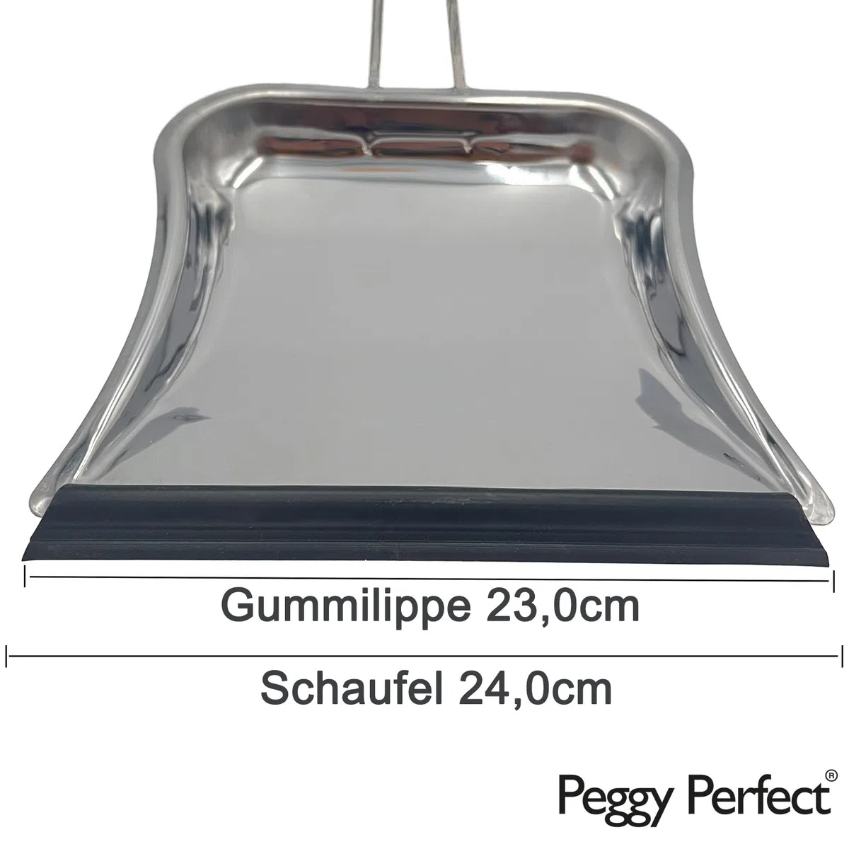 Kehrgarnitur Edelstahl Rosshaar Premium 2 Zonen Besen & Schaufel Gummilippe