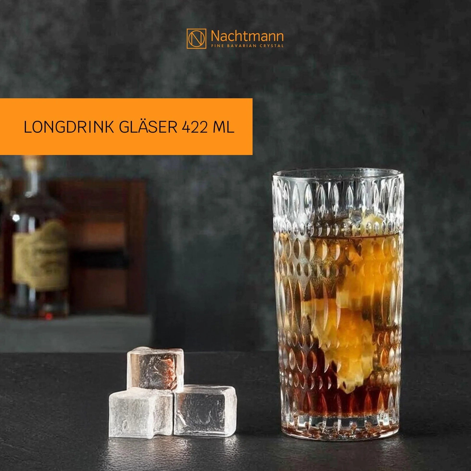 Nachtmann Longdrinkgläser 434 ml, 4 Stück, Ethno, 104250, Cocktailgläser aus Kristallglas, Trinkgläser spülmaschinenfest