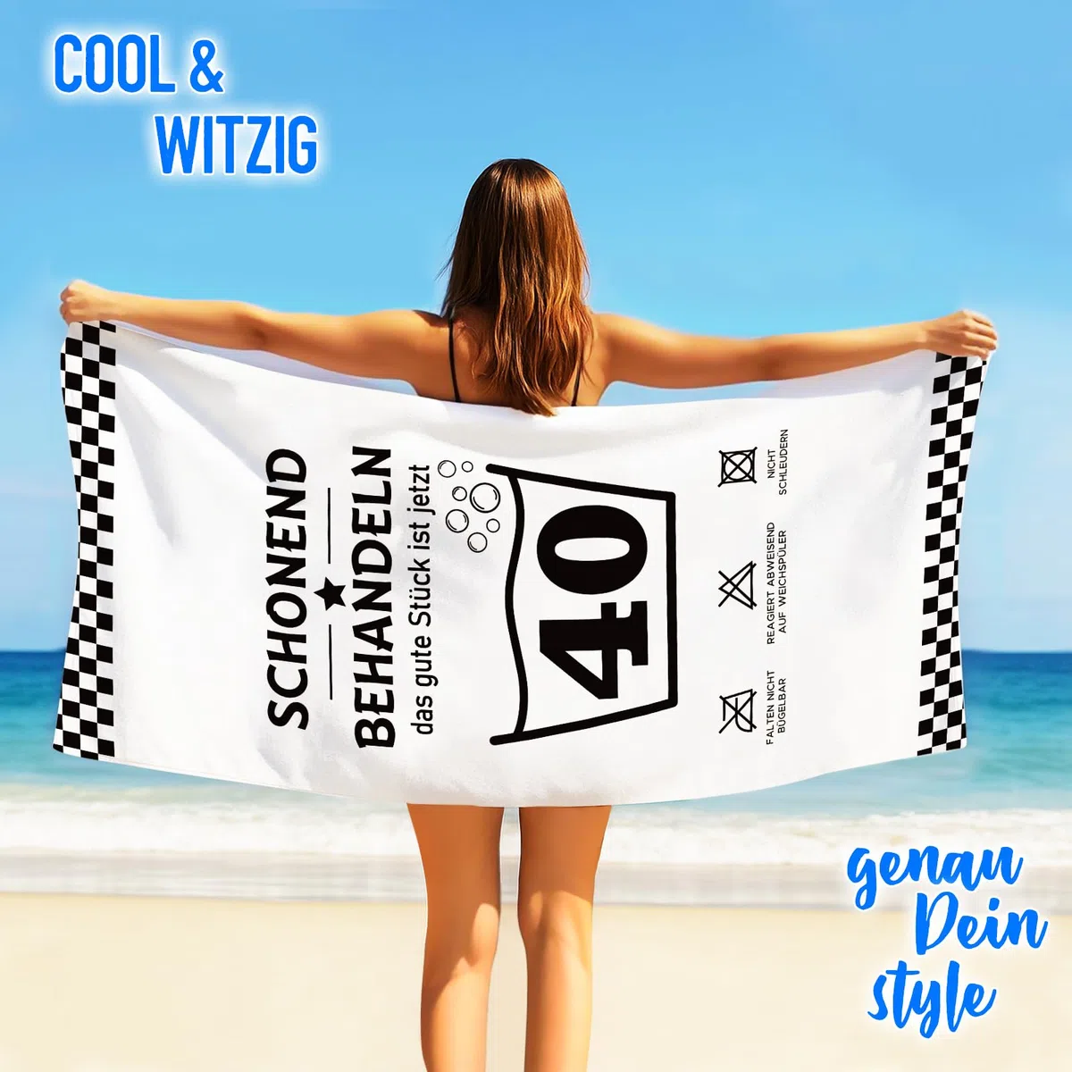 Giftota Lustige Geschenk 30 Geburtstag Männer Frauen - 160 x 80 cm Mikrofaser Strandtuch & Badetuch mit Geburtstagskarte 30, Strandhandtuch Schnelltrocknend - Schonend Behandeln 30