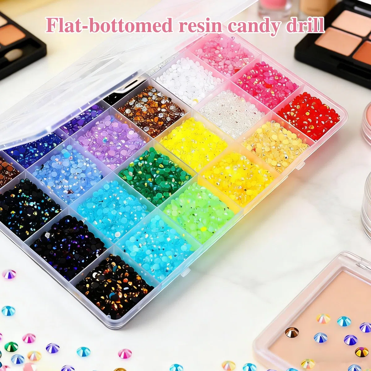 32000-Teiliges Bedazzler Kit, 40 Farben Harz Strasssteinen, 3mm Glitzersteine Bedazzling Kit, Buntes Flatback Rhinestones für Nageldesign, Gesichts-Make-Up, Bastelarbeiten