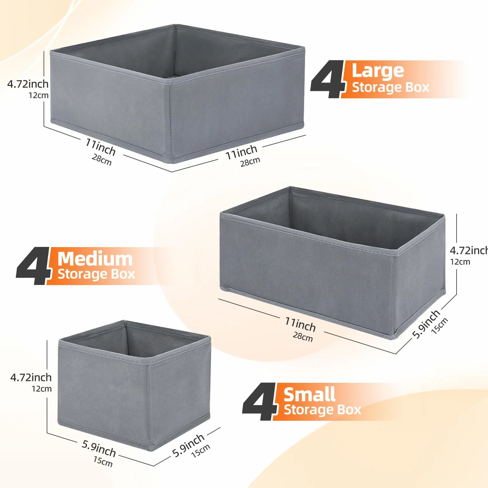 12 er Schubladen Organizer, Schrank Organizer Kleiderschrank Wickeltisch Organizer, Faltbare Malm Küchen Haus und Küche Aufbewahrungsboxen (Grau)