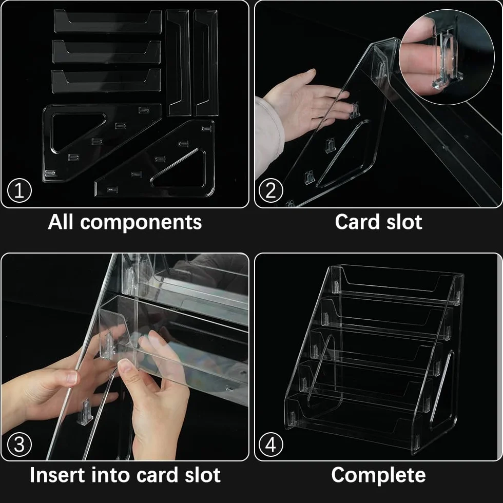 5 Stöckiger Kartenständer, transparent Postkartenständer Acryl und Aufkleber, Postkartenhalter für Grußkarten, Kartenaufsteller für Sammelkarten, Aufbewahrungsständer für Fotos Teebox