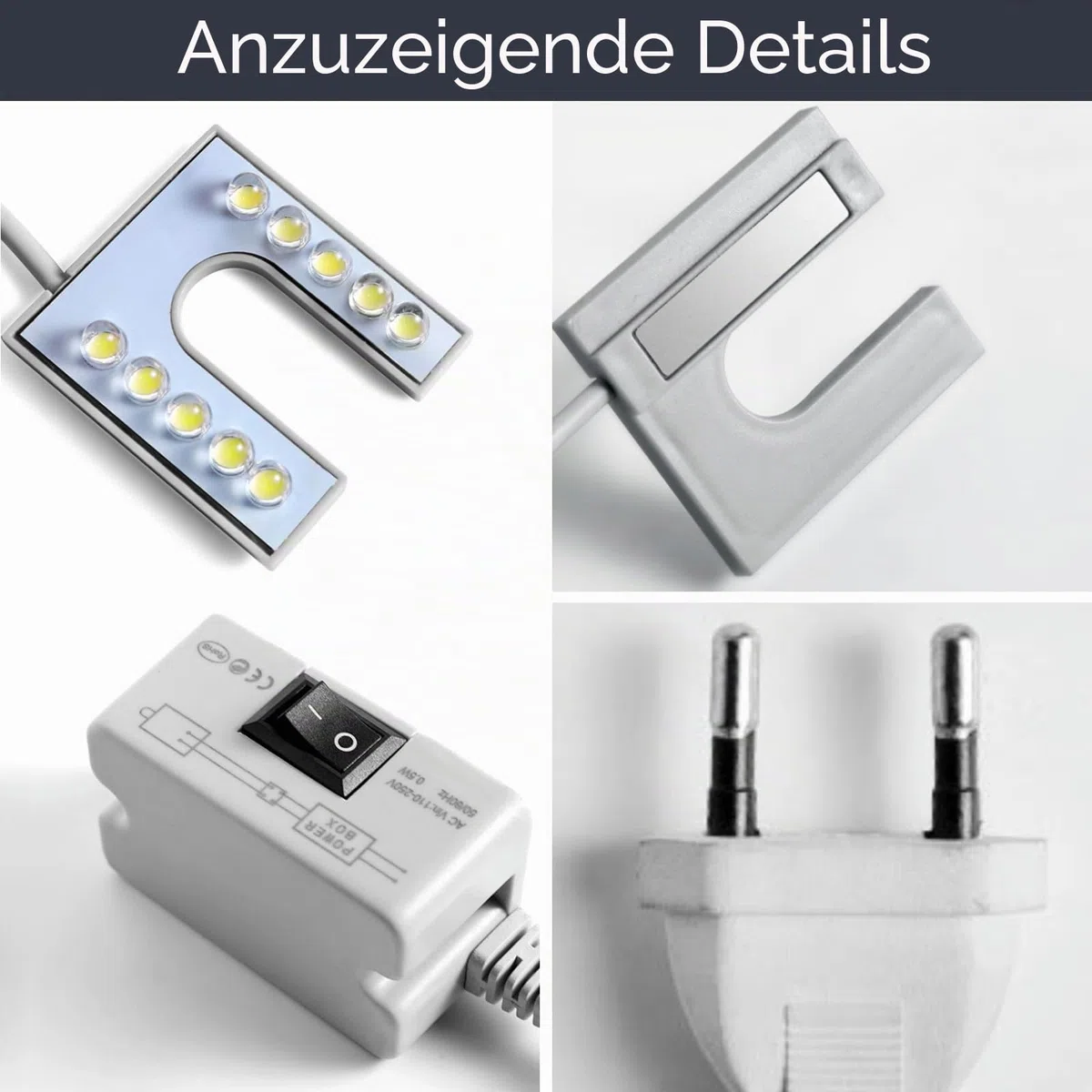 Nähmaschinenlicht, LED-Licht Flexible Schwanenhalslampe mit magnetischer Befestigungsbasis für Handwerk, Nähmaschine 110-265V EU-Stecker