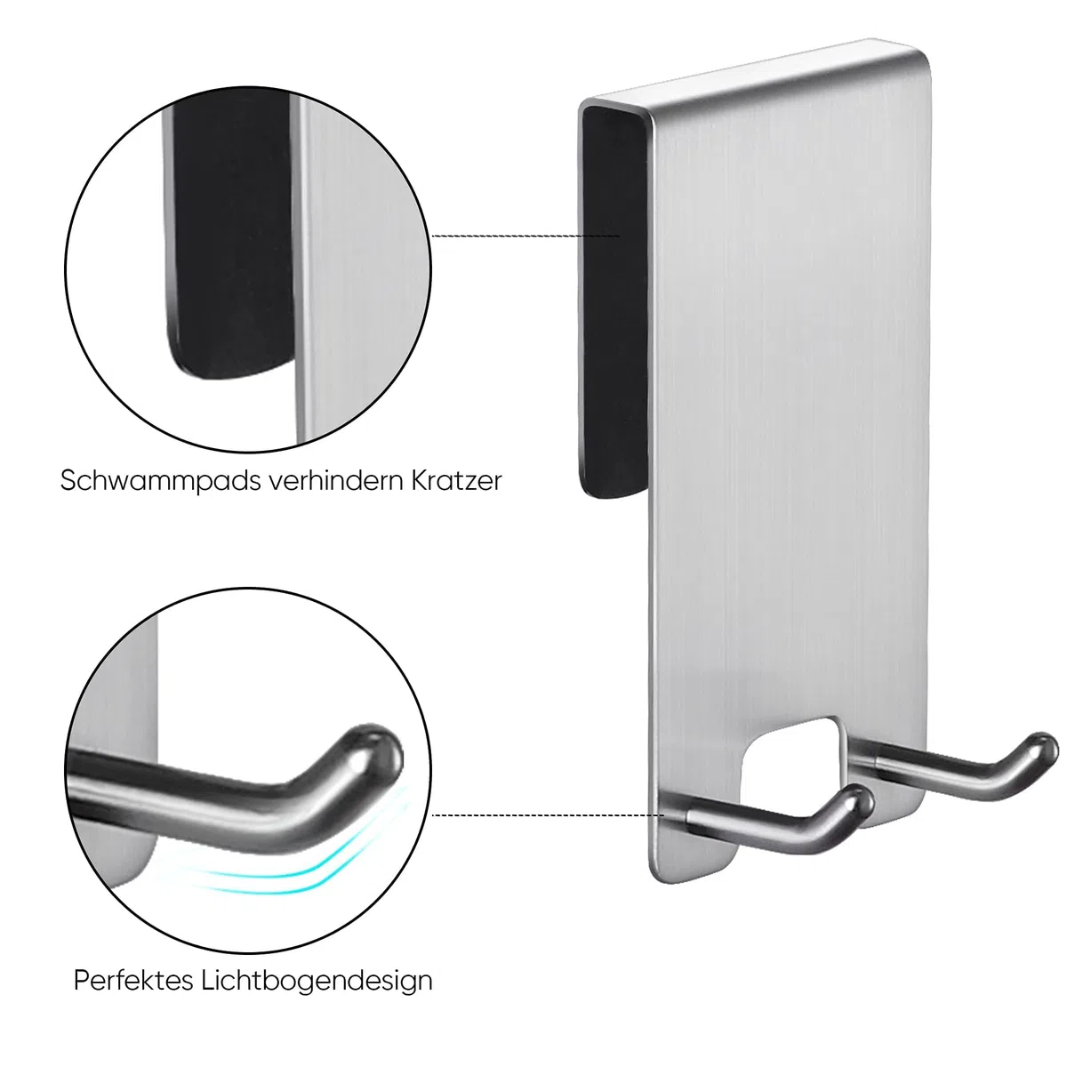 Kegii Haken Duschwand - Duschhaken ohne Bohren 2er Set mit Gummi Schutz | Halterung für Duschabzieher Handtücher | für Glasstärken von 6-12 mm