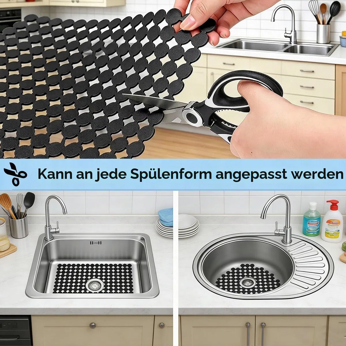 2er-Set Schutzmatte für Küche, 30 x 40 cm Rutschfeste Spülbeckenmatte Zuschneidbare Abtropfmatte Geschirr, PVC Spülbeckenmatte, Edelstahl Keramische Spülbecken Schutzmatte, Gegen Kratzer im Spülbecke