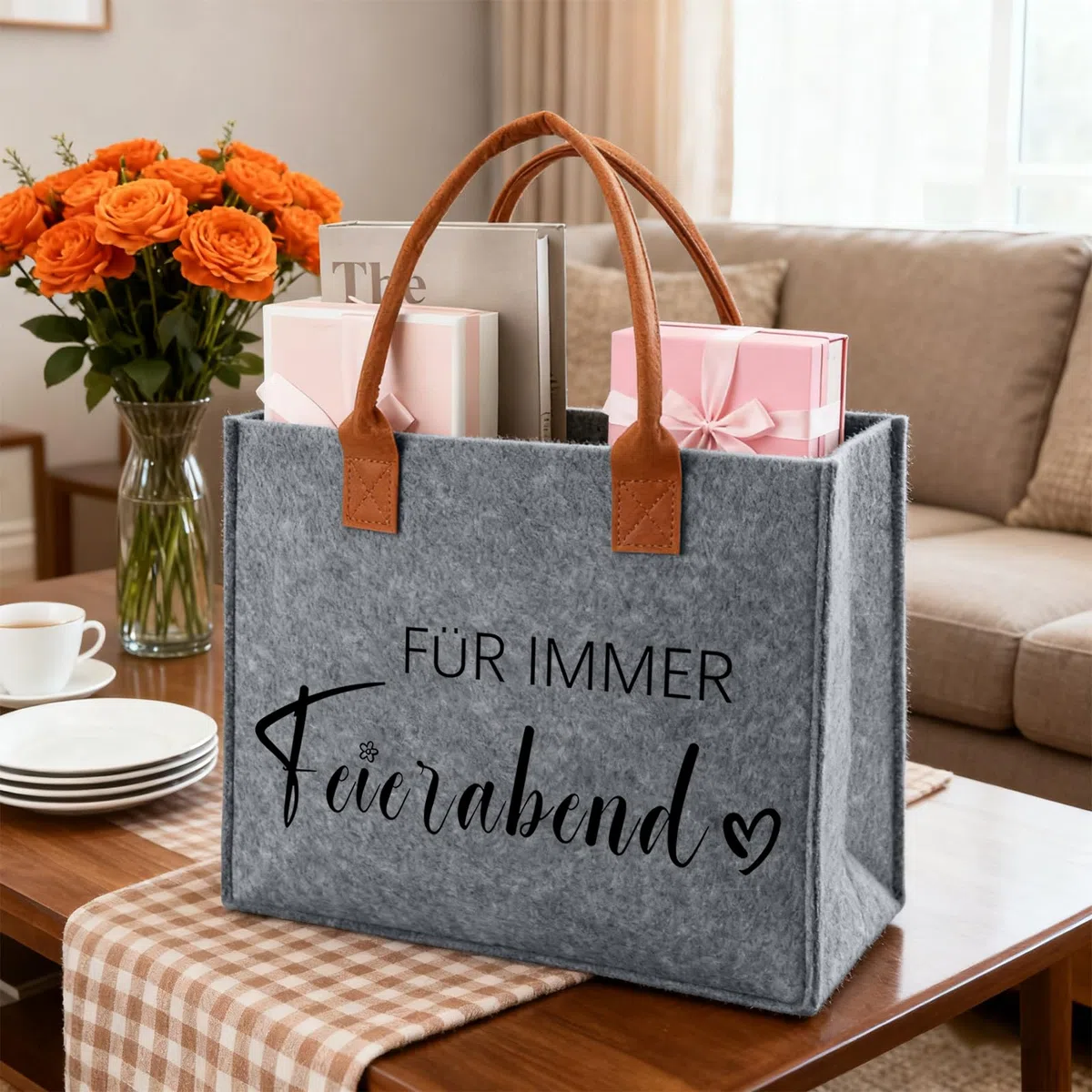 Ruhestand Geschenk Frau Mann Rentner Filztasche Renteneintritt Geschenk Tasche aus Filz, Rentnerin Filz Shopper Bag Tote Bag als Abschiedsgeschenke, Geschenke für Rentner zum Abschied Ruhestand