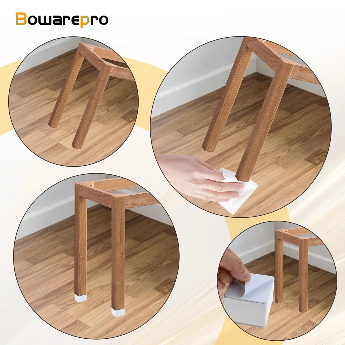 4 Stück Karbonstahl Möbelerhöhung 5 cm Hoch, Selbstklebende Möbelerhöhung, 60x52mm, Möbelfüße zum Kleben, Möbelerhöher für Sofa Couch Tisch Schrank Bett Schreibtisch Erhöhung (Weiß/Quadrat)