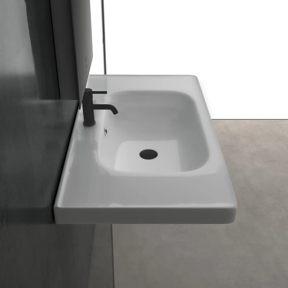 Alpenberger Waschbecken 80 cm Breit | Gäste WC & Badezimmer | Waschtisch Eckig | Hängewaschbecken Wandmontage | Handwaschbecken Made in Europa | Bathroom Sink für Moderne Waschplätze