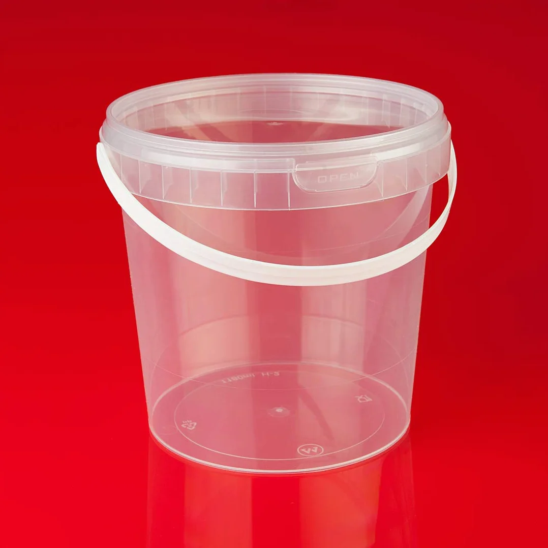 trendfinding 12 x 1 L Eimer mit Deckel transparent Kunststoff Plastikeimer lebensmittelecht