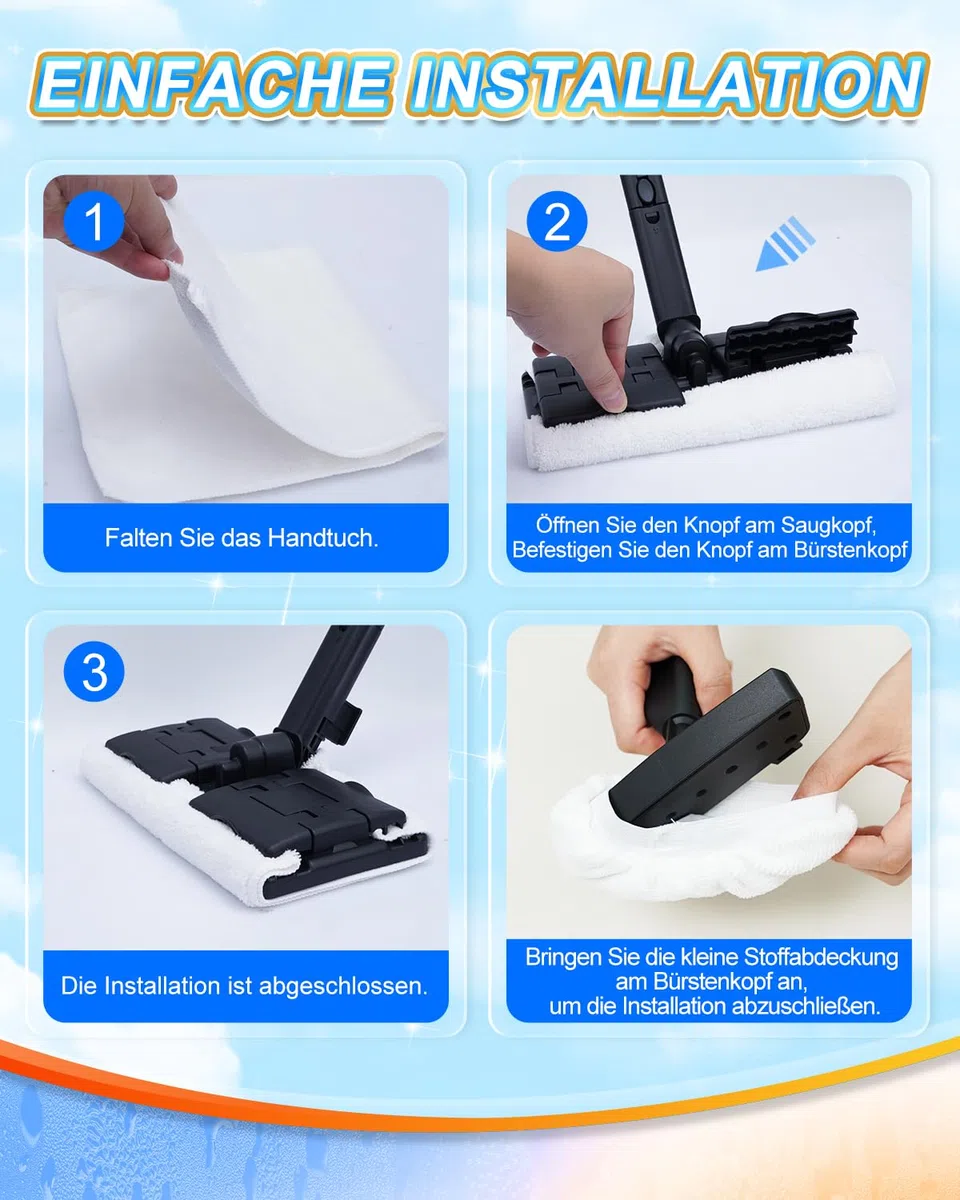 4+4 Stück Universal Dampfreiniger Mikrofaser Ersatztücher für Handdampfreiniger, Tücher für Dampfreiniger Ersatzbezüge Zubehör Microfiber Cloth (Groß + Klein)