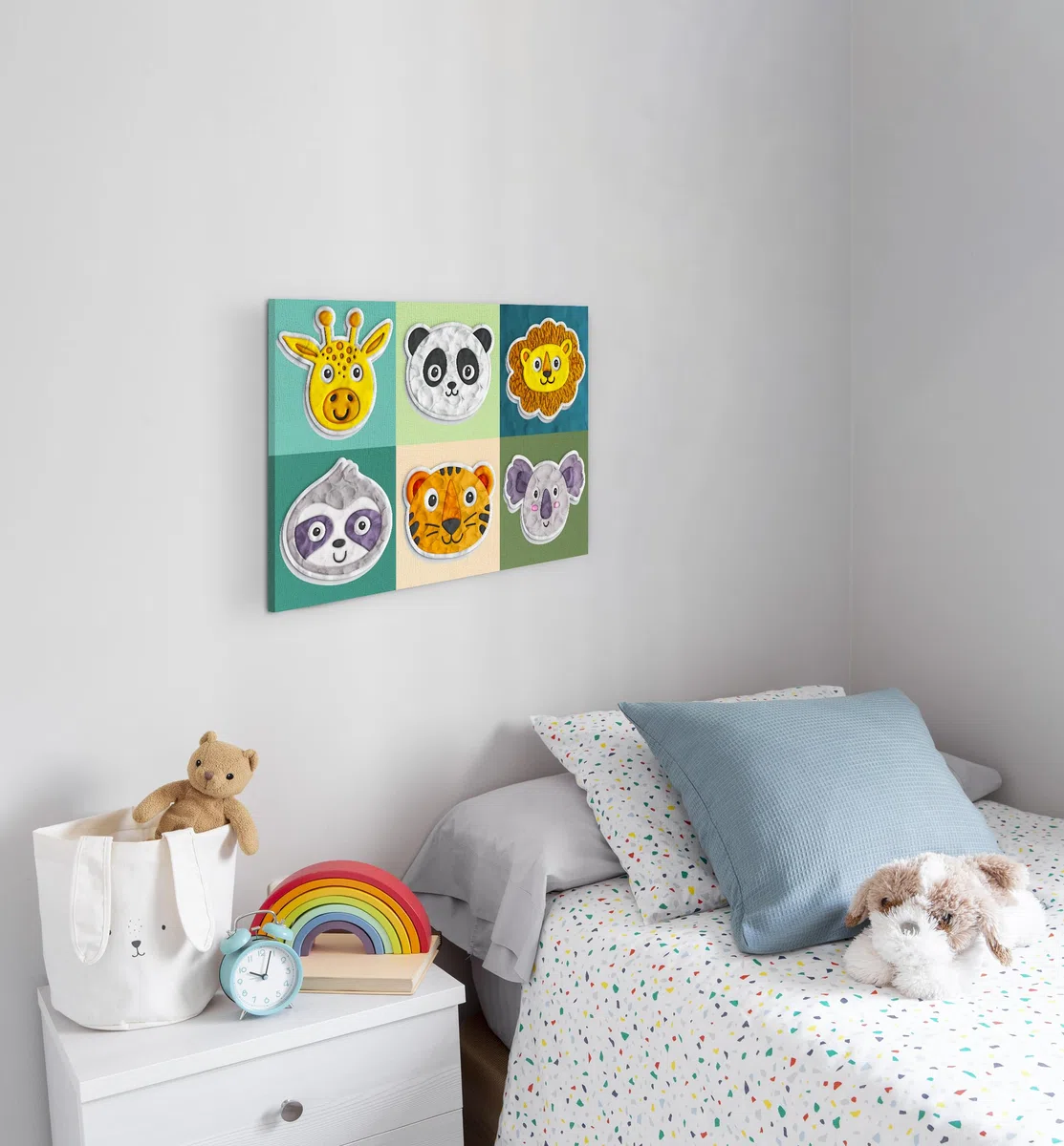 Splat Planet Klecksfreies Tier-Knetmalset, lufttrocknendes Knetmodellierset, sensorisches 3D-Leinwand-Bastelset für Kinder, vorgerahmt 40 x 30 cm