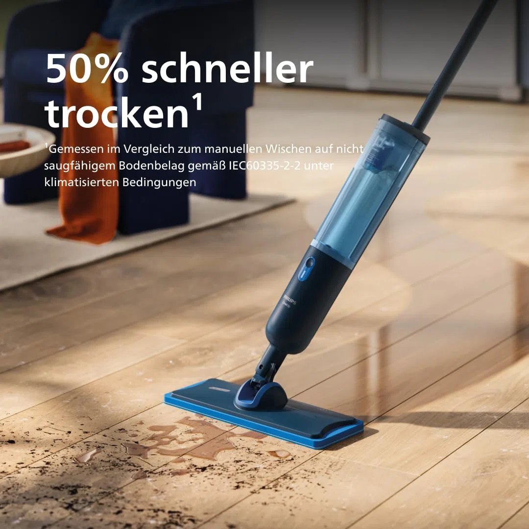 Philips OneUp Original Reinigungspad Einzelpack – Für empfindliche Hartböden, saugt Schmutzwasser auf, gibt Frischwasser ab, 50 % schnellere Trocknung, waschbar, bis zu 6 Monate nutzbar (XV1882/10)