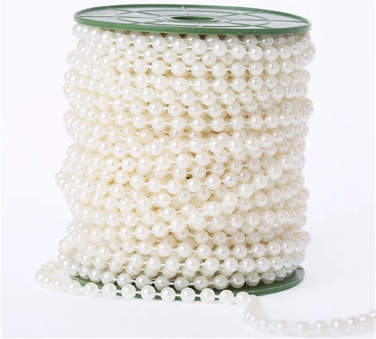 2 Bände 33 Fuß/10 Meter Lange Weihnachtsperlenringe nach Perlenkette Weihnachtsbaum Ringkette Weihnachtsbaum Hochzeitsfest DIY Dekorationsartikel (Elfenbeinfarbe)
