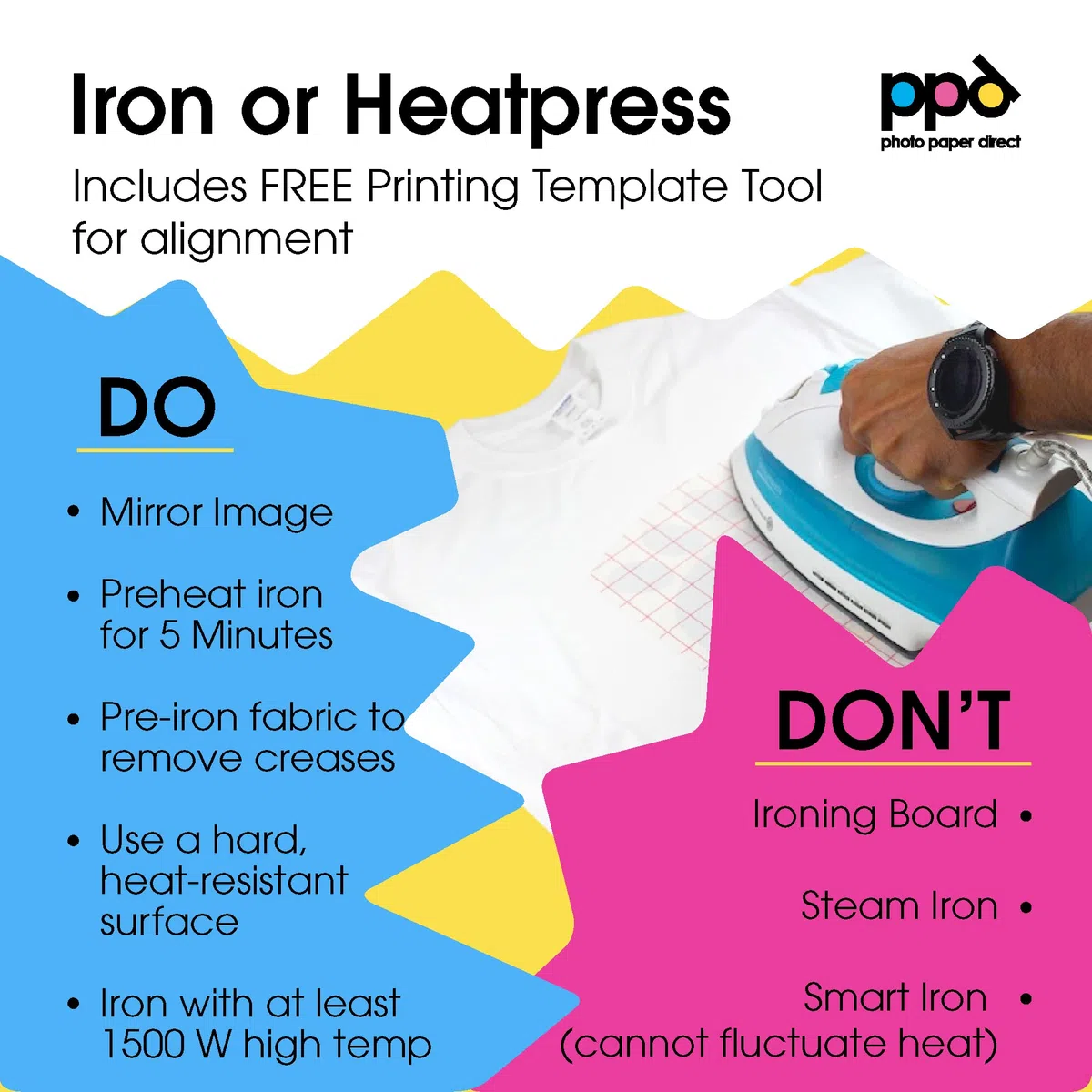 PPD 20 x A4 Inkjet Premium Transferpapier für helles Textil, Bügeleisen und Transferpresse PPD-1-20